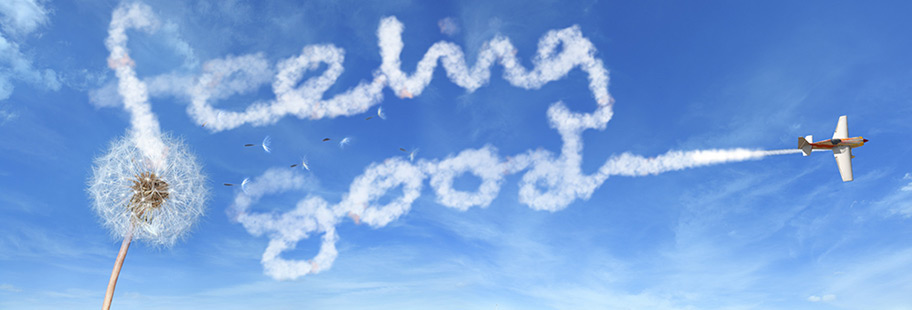 Feeling Good text in the sky